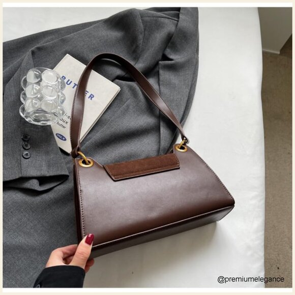 Medium Flap Crossbody Bag Vegan Leather Clutch Retro Y2K Style - Picture 6 of 6